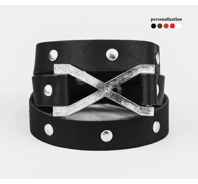 Leather wrap bracelet for men or women, code 8073