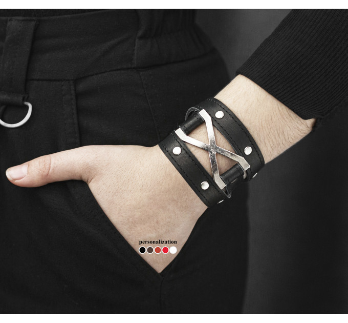 Leather wrap bracelet for men or women, code 8073st