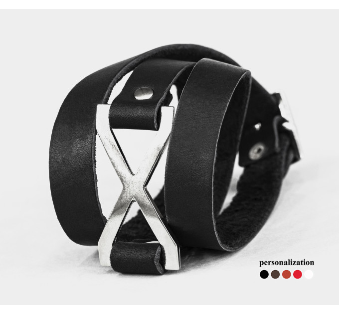 Leather wrap bracelet for men or women, code 8074