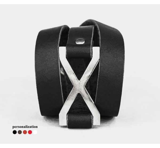 Leather wrap bracelet for men or women, code 8074