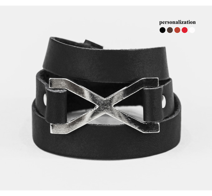 Leather wrap bracelet for men or women, code 8074