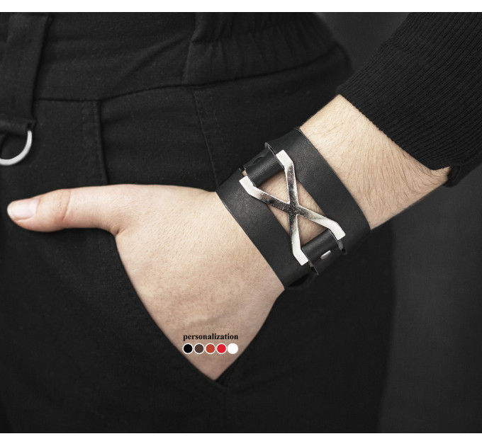 Leather wrap bracelet for men or women, code 8074