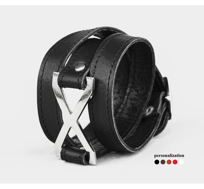 Leather wrap bracelet for men or women, code 8074st