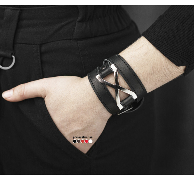 Leather wrap bracelet for men or women, code 8074st