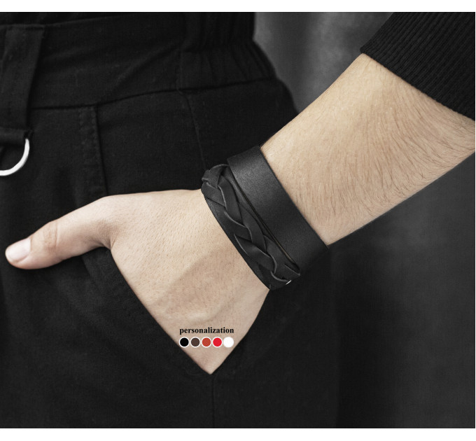 Leather wrap bracelet for men or women, code 8095