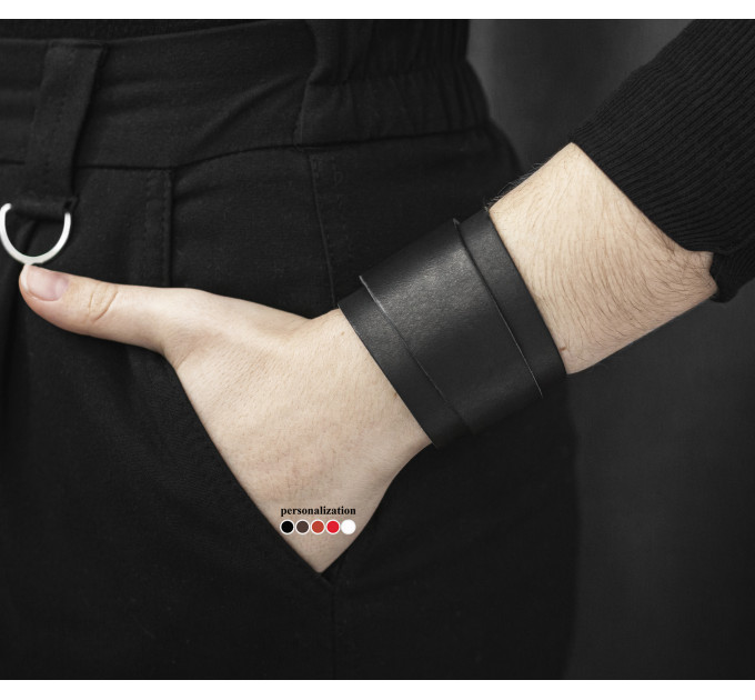 Leather cuff bracelet for men or women, code 8200