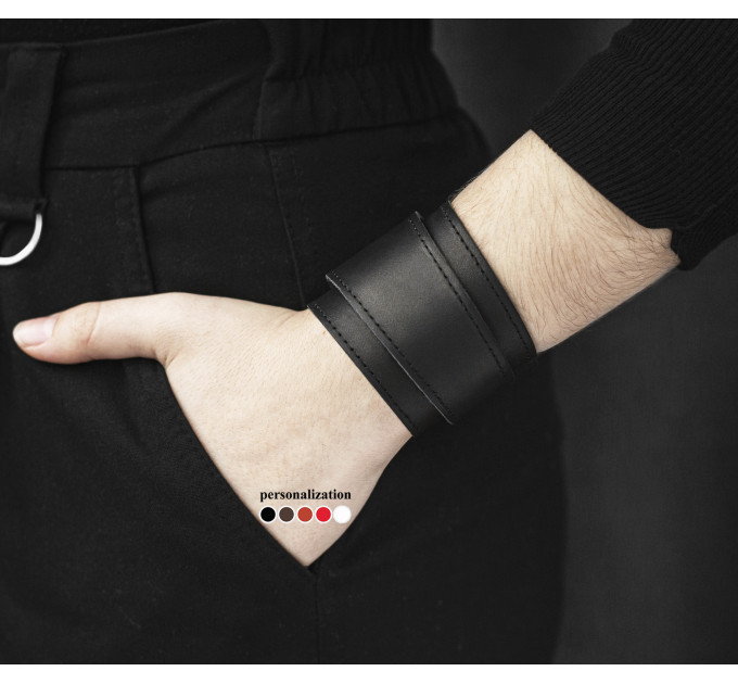 Leather cuff bracelet for men or women, code 8200st